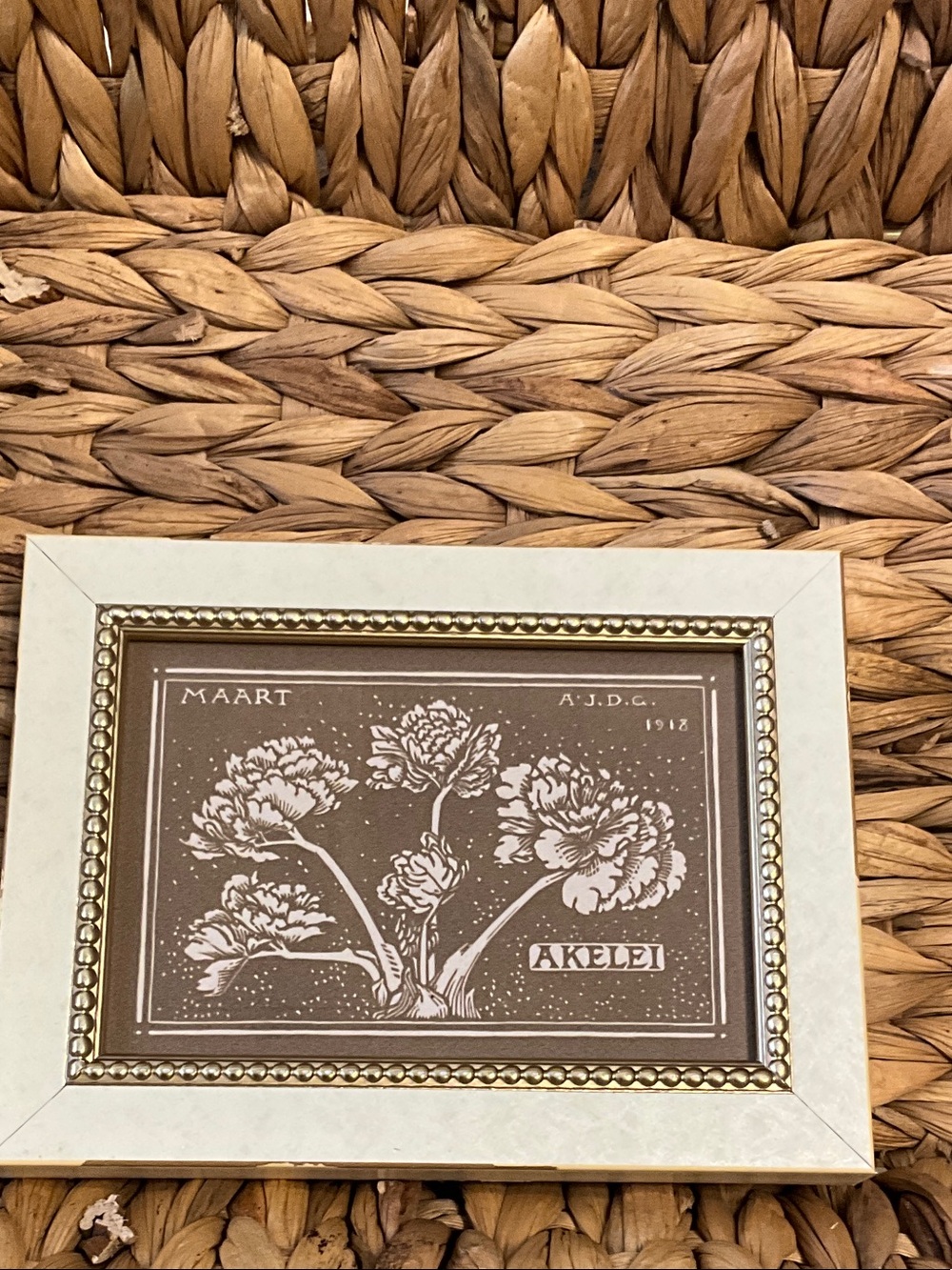 White and Gold Floral Art Frame - Unbranded